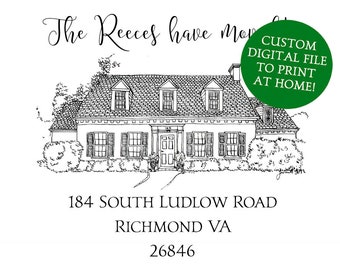 Custom Printable Address Cards: New home. moving announcement or change of address postcards. 'We've Moved' cards to print at home