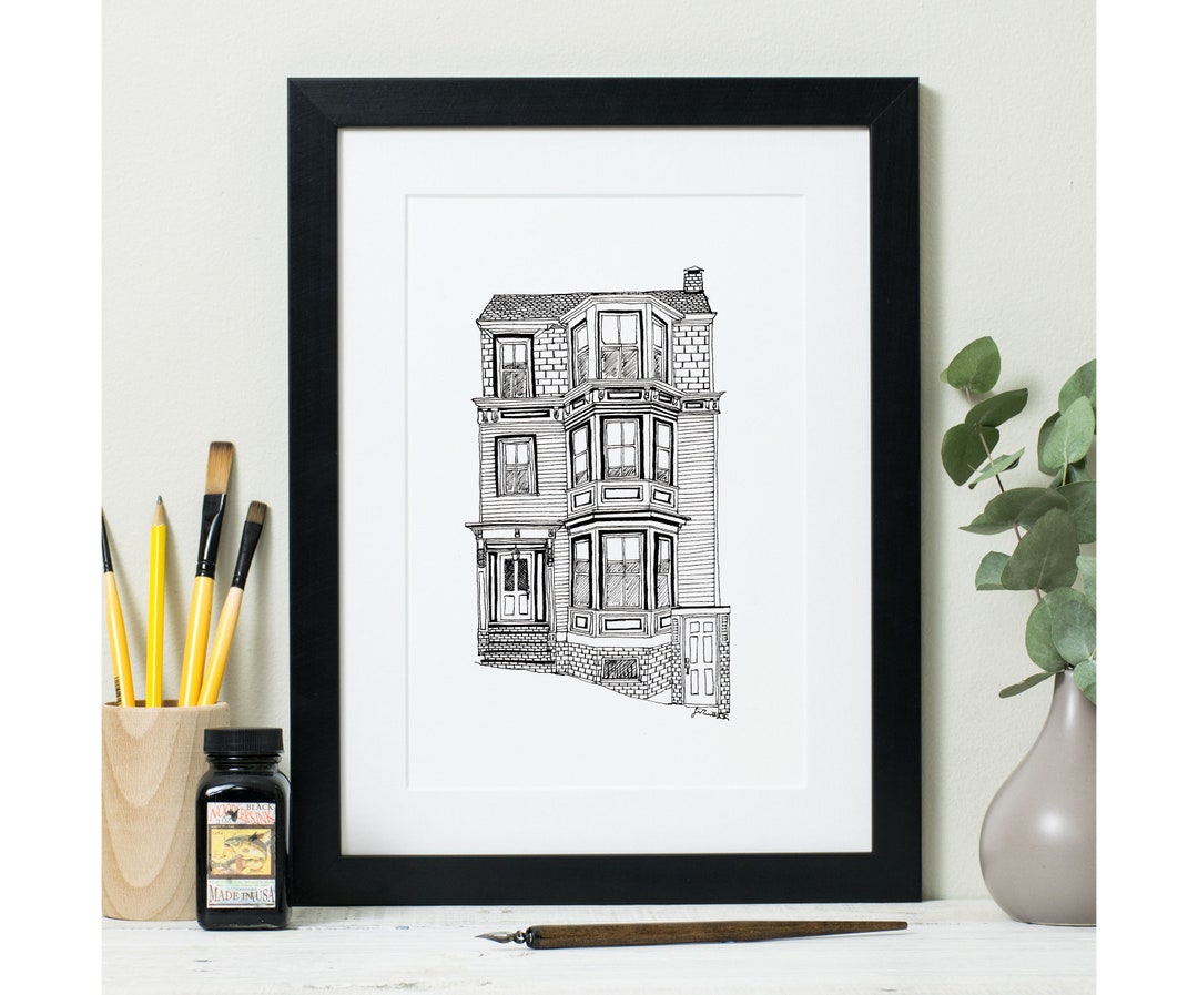 Custom House Portrait: Hand-drawn Pen and Ink Illustration - Etsy UK