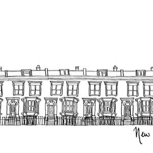 Illustrated New House Card: House warming or new home card featuring terraced house drawing. London house illustrated card. image 2