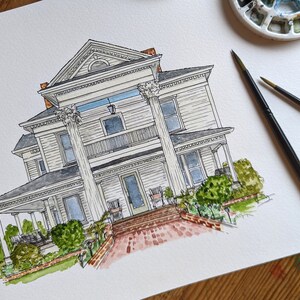 House Portrait: illustrated home drawing or building painting. Our First Home, a custom housewarming gift or bespoke home decor. image 3