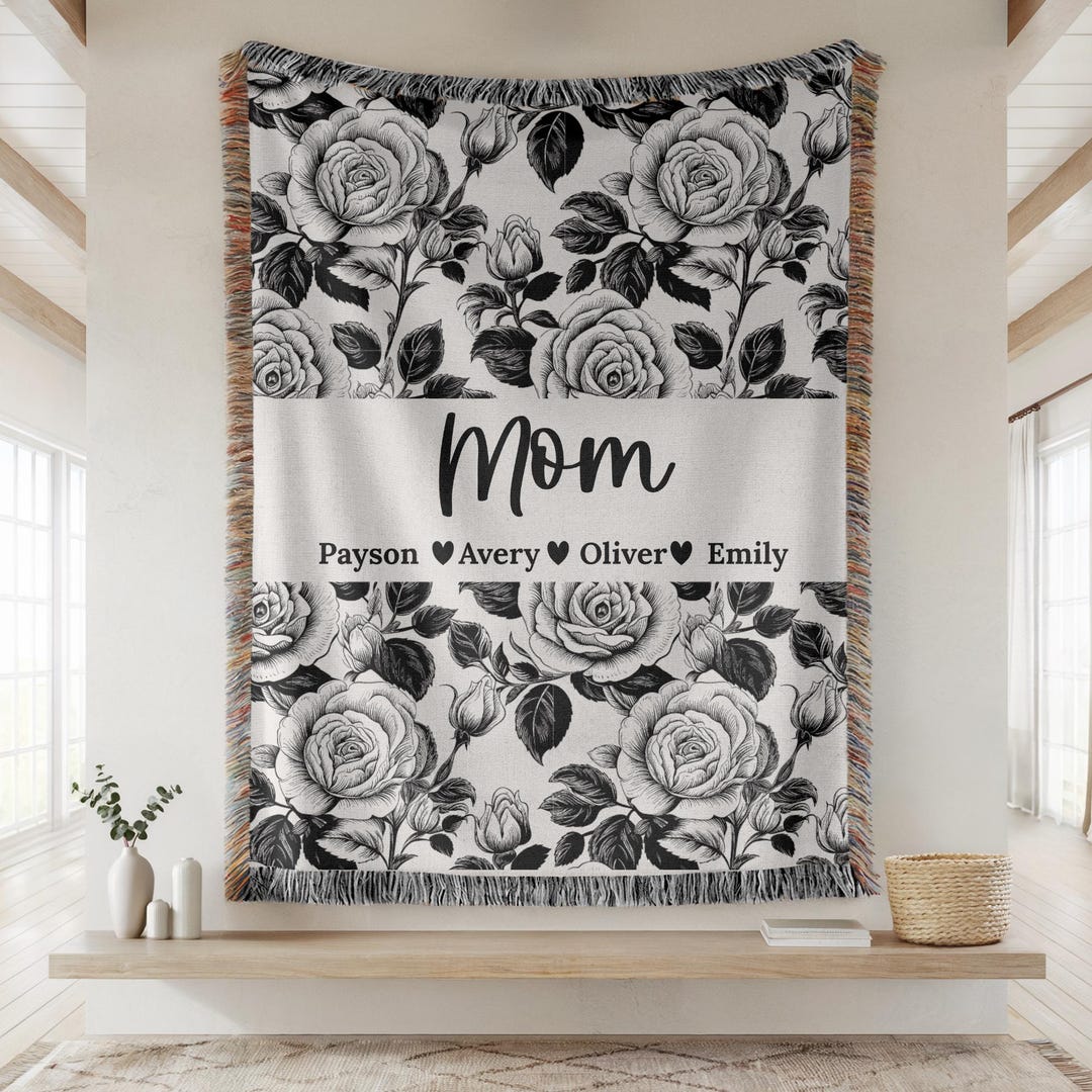 Personalized Woven Throw Blanket for Mom Custom Tapestry Throw Mothers ...