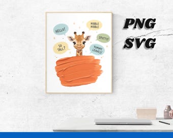 Playful Giraffe Peeking Digital Art: Brushstroke Design (Digital Download)