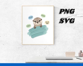 Cute Otter Peeking Digital Art PNG - Aquatic Animal & T-Shirt Design - Playful Critter Sublimation and Craft File