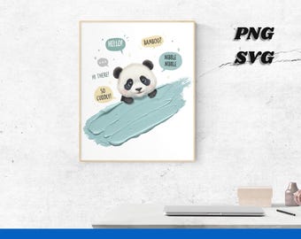 Cute Baby Panda Peeking Digital Art PNG - Woodland Animal & T-Shirt Design - Cuddly Critter Sublimation and Craft File