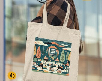 Art Deco Book Club Canvas Tote Bag, Eco Friendly Bookish Gift
