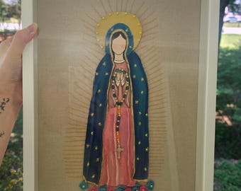 Blessed Virgin Mary, Our Lady of Guadalupe Shadow Box Art Piece | Handmade Catholic Marian Devotional Artwork | Ready to Ship