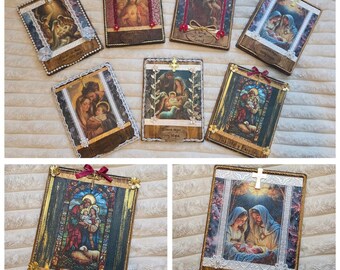 Christian Nativity Scene Wooden Plaque – Handmade Jesus Wall Art, Religious Home Decor - Decoupage Original Artwork - Christmas Decor