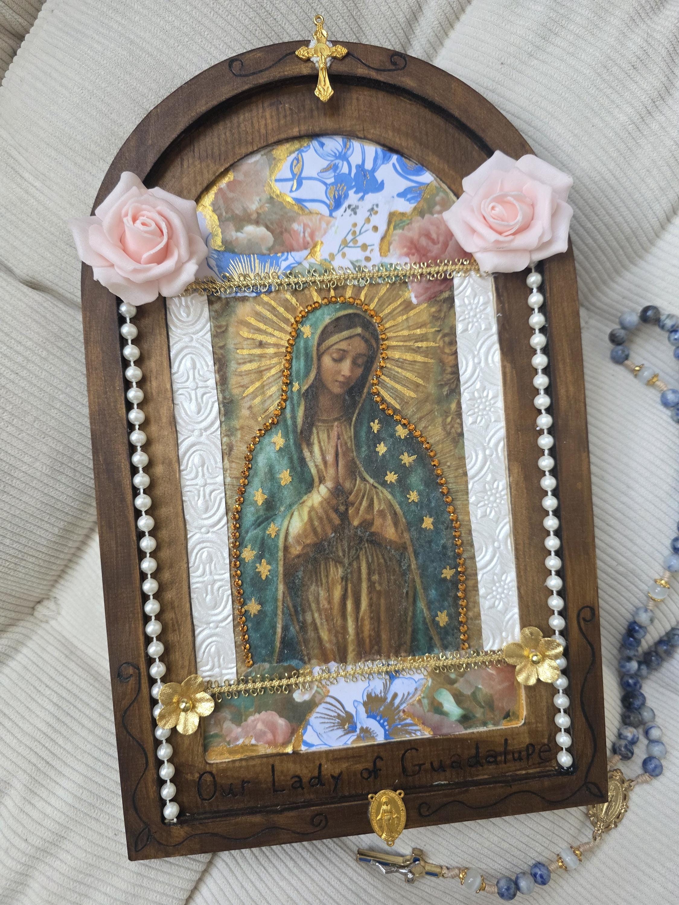 Our Lady of Guadalupe Wooden Icon | Decoupage Plaque | Blessed Mother ...