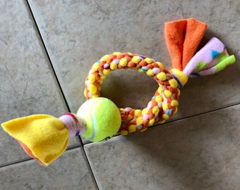 Easter Basket Dog Toy Yellow & Multi Colored With Ball