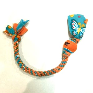Orange and Blue Dog Toy With Ball