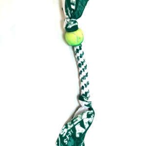 Green and White Dog Toy With Recycled Ball NY Jets image 4