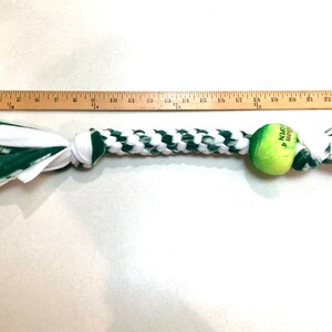 Green and White Dog Toy With Recycled Ball NY Jets image 5