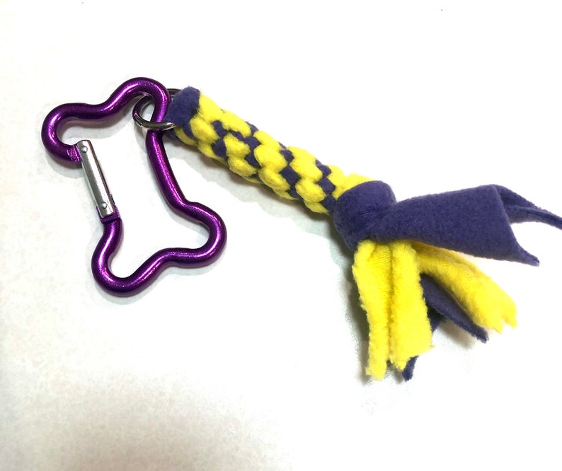 Best of Breed Key Chain Dog Bone Purple and Yellow image 6