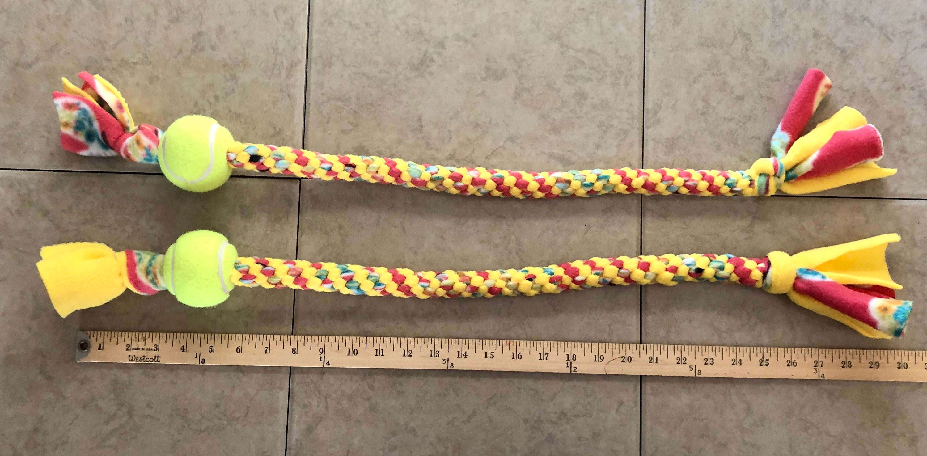 Dog Tug Toy Yellow & Multi Colored With Ball Etsy UK