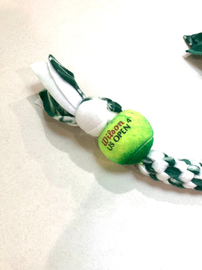 Green and White Dog Toy With Recycled Ball NY Jets image 7