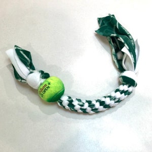 Green and White Dog Toy With Recycled Ball NY Jets image 1