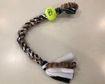 Zebra Fleece and Fur Dog Tug