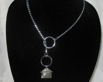 18"  Silver, Snake Choke Chain Necklace, Chrome, Good Dog House Pendant