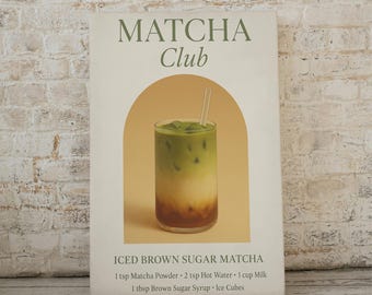 Brown Sugar Matcha Wall Art Print | Matcha Café Poster | Minimal Kitchen Decor
