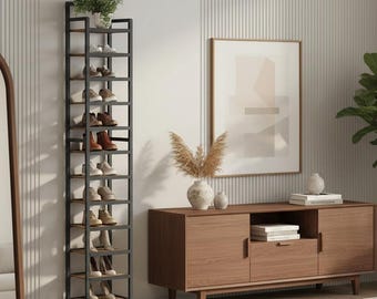 Wooden Multi Tier Shoe Rack | Shoe Storage Stand | Entryway Shoe Rack | Shoe Tower | Vertical Shoe Organizer | Narrow Shoe Rack | Home Decor