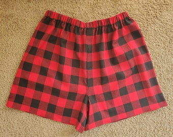 men's flannel boxer sleep shorts