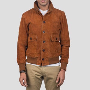 Giacca uomo 100% pura pelle scamosciata frange marrone moto biker vintage