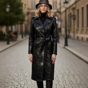 Crocodile Leather Trench Coat - Etsy