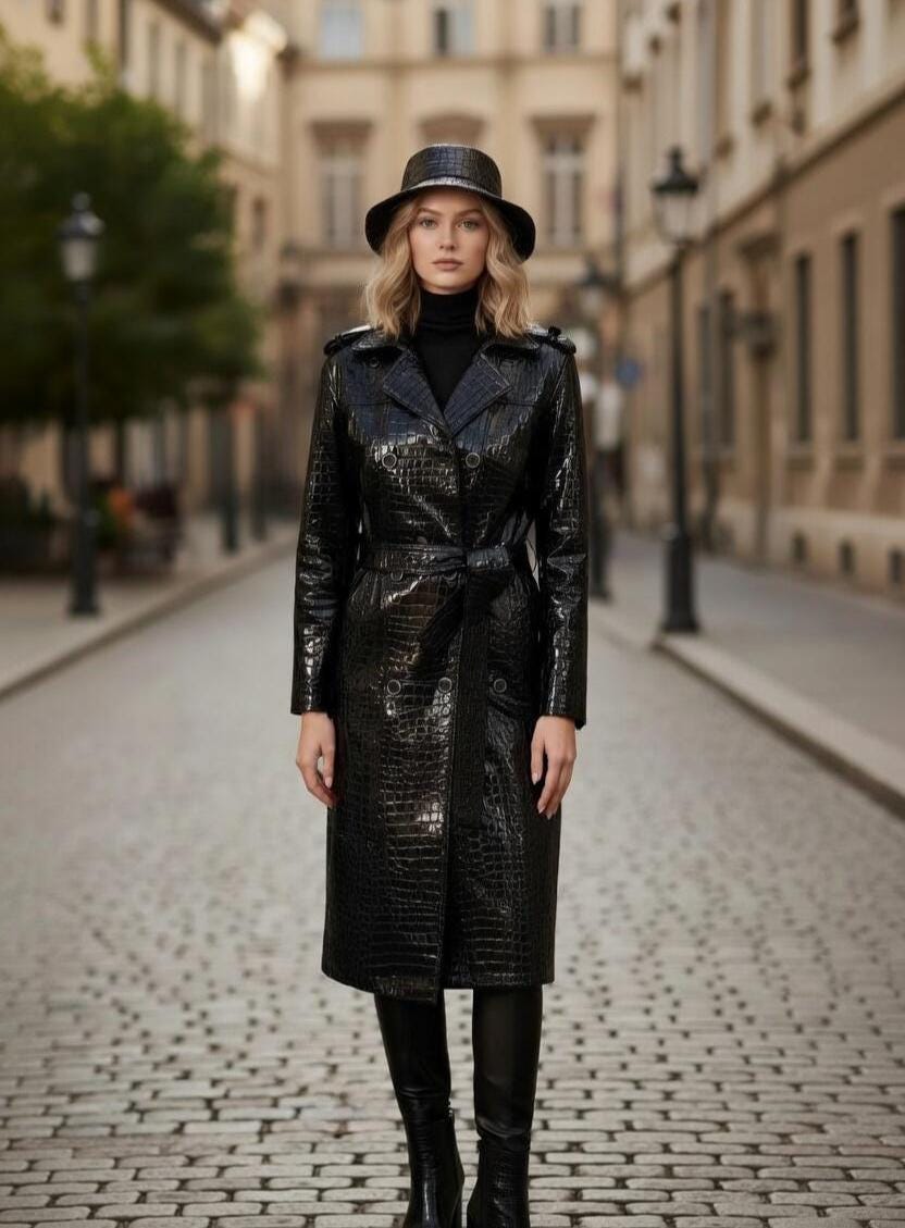 本革 レザーコート クロコダイル リザード Crocodile leather trench coat - Etsy 日本