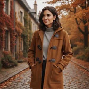 Trenca de lana hecha a mano para mujer – Chaqueta de invierno con capucha y botones – Prenda clásica y cálida