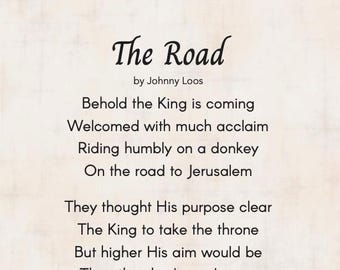 Triumphal Entry of Jesus Printable Poem | Christian Encouragement | Faith and Hope | Easter Wall Art | The Road