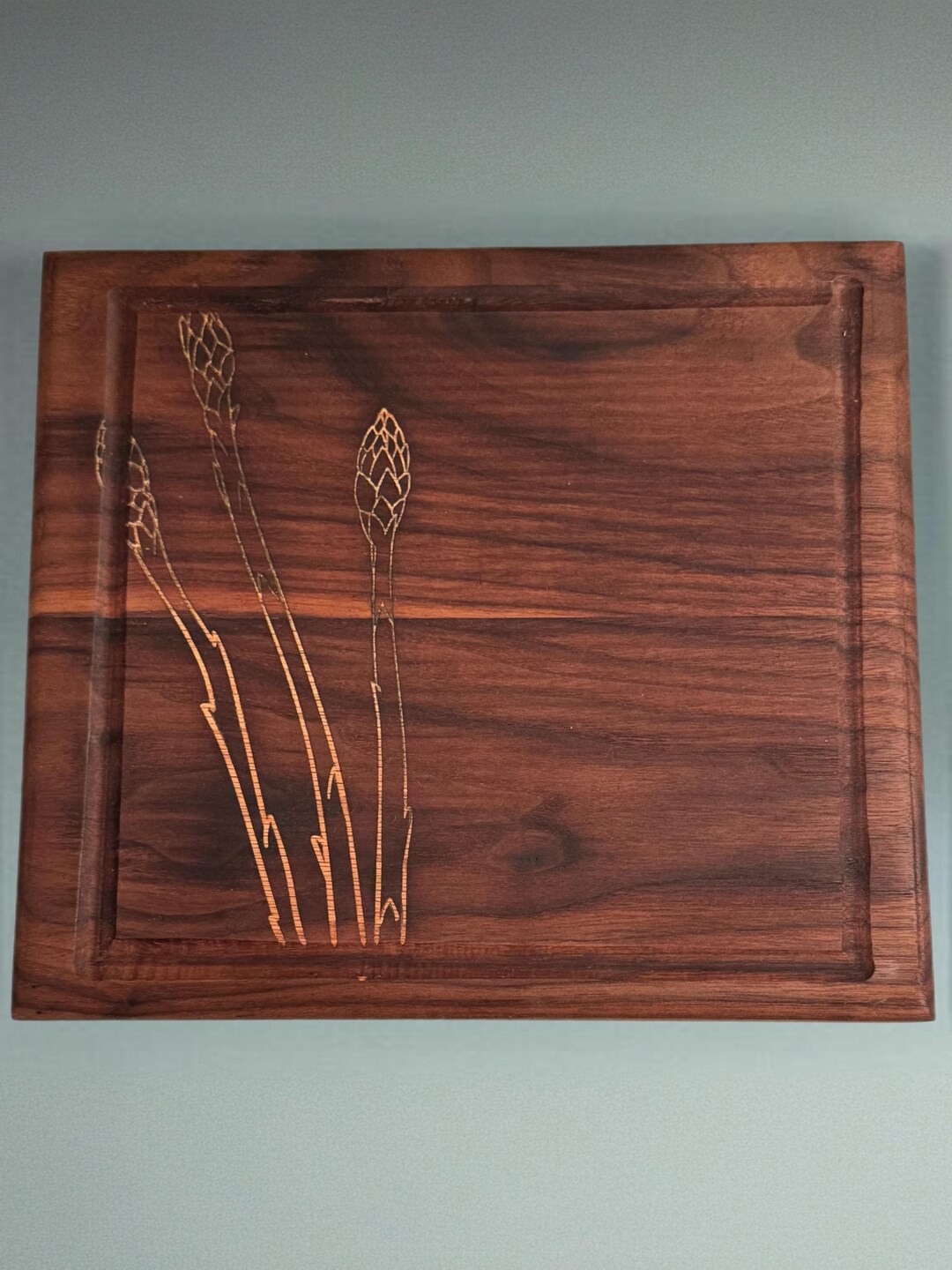 Walnut With a Maple Inlay of Asparagus Cutting Board 12”L X 10.5”W X 1 ...
