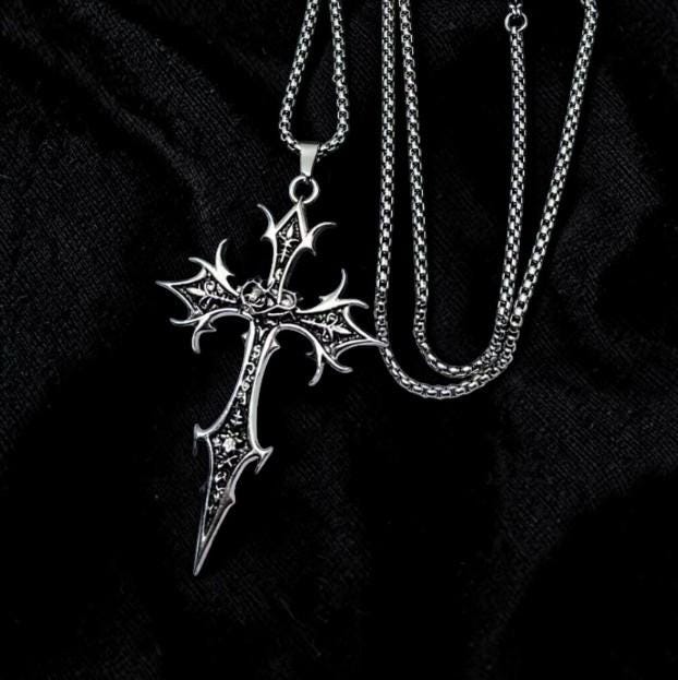 Y2k Double Cross Necklace - Etsy