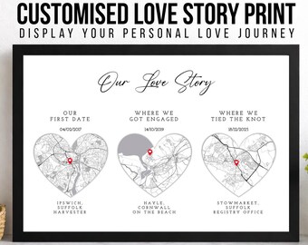 Mapa de historia de amor personalizado, regalo personalizado para parejas