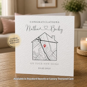 Custom New Home Map Card | Personalised Housewarming Gift, Couples Names, Move In Date