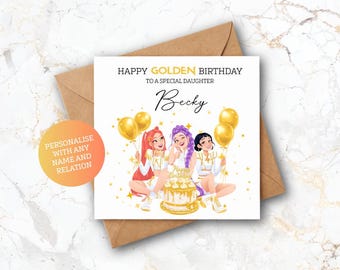 Personalised Golden Birthday Card, Kpop Inspired, Custom Name Relation Daughter Niece Friend