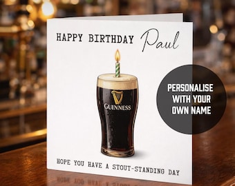 Personalised Guinness Birthday Card | Stout Pun, Beer Lover Greeting (5x5 Inch)