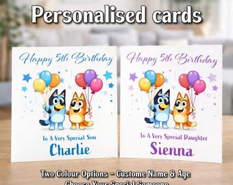 Personalized Kids Birthday Card | Custom Name and age  5x5 Square