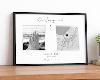 Personalized Engagement Photo Map Print | Proposal Keepsake  (Digital Download Available)