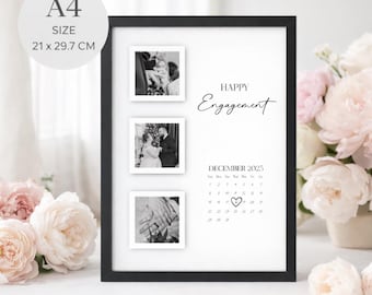Personalized Engagement Photo Print | Custom Date A4 Wall Art