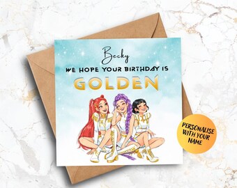 Personalised Blue Golden Birthday Card, Kpop Inspired, Custom Name/Age