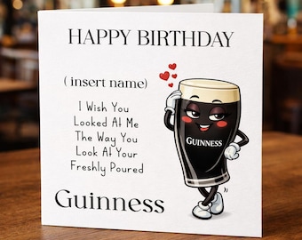 Funny Guinness Birthday Card | Personalised Pub Humor, Husband, Boyfriend
