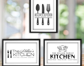 Personalized Family Name Kitchen Print – Rustic Cottage Decor (A4 Print)