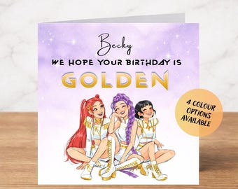 Personalised Kpop Inspired Birthday Card, Custom Name Greeting Card