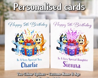 Personalized Kids Birthday Card | Custom Name and age,  5x5 square