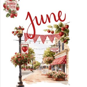 Juego de pegatinas de junio/Fresas/Rojo/Pegatinas para calendario/Diario/Juego de agenda