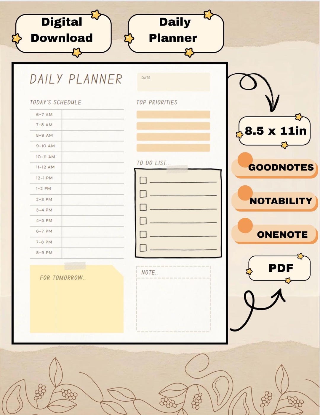 Daily Planner Digital Download - Etsy