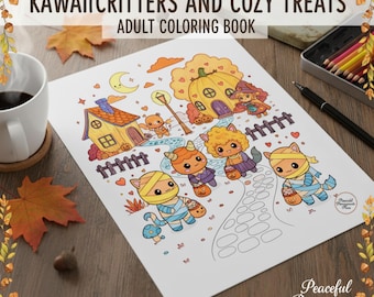 Kawaii Halloween Coloring Book: Cozy Monsters, Ghosts, Witches (PDF)