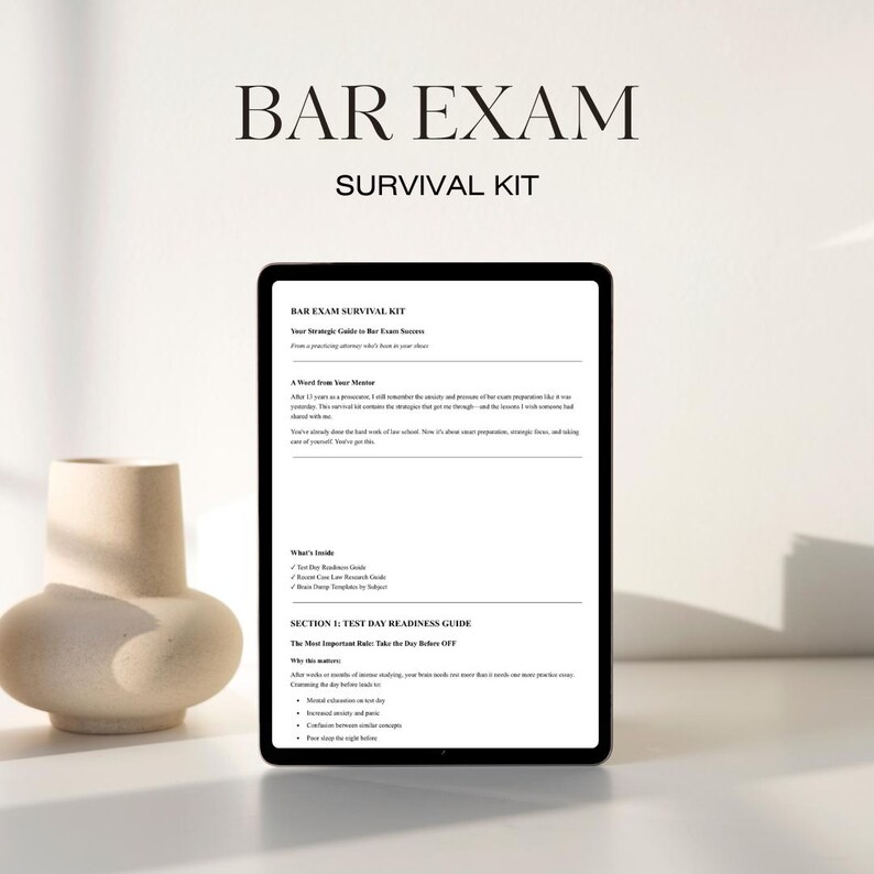 Bar Exam Survival Kit | Study Guide Templates, Test Day Prep & Case Law ...