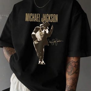 Michael Jackson Shirt Smooth Criminal Silhouette Graphic Tee, King of Pop Dangerous Album T-Shirt, Retro Dance Move Streetwear Crewneck