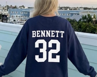 Custom Name  ‘’ Bennett ‘’ Jersey Style  32 Crewneck